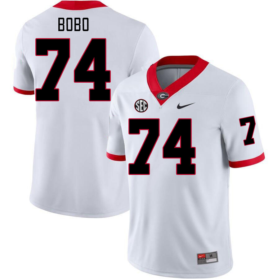 Georgia Bulldogs #74 Drew Bobo College Football Jerseys Stitched-White